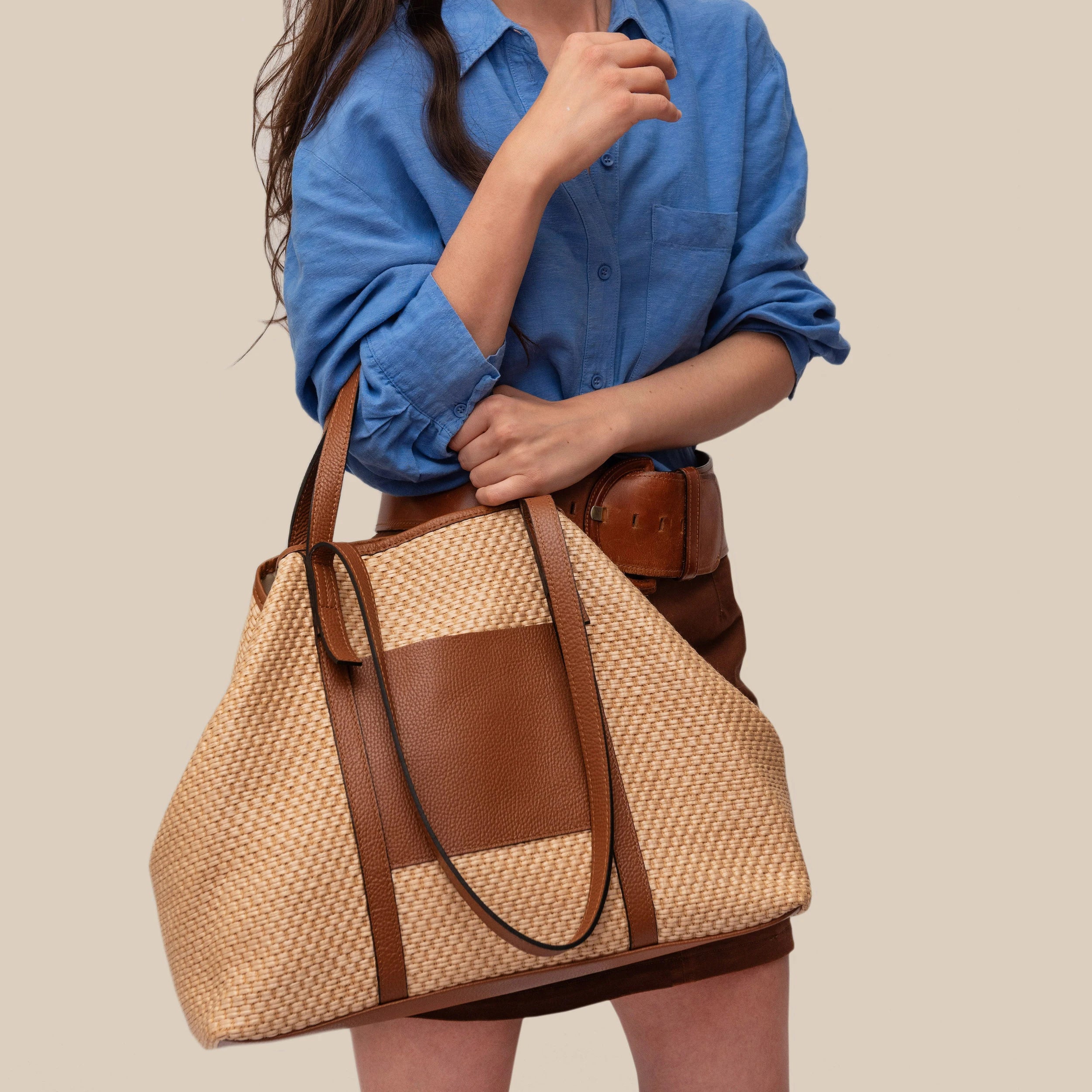 Gaia – Brown Raffia Tote Bag