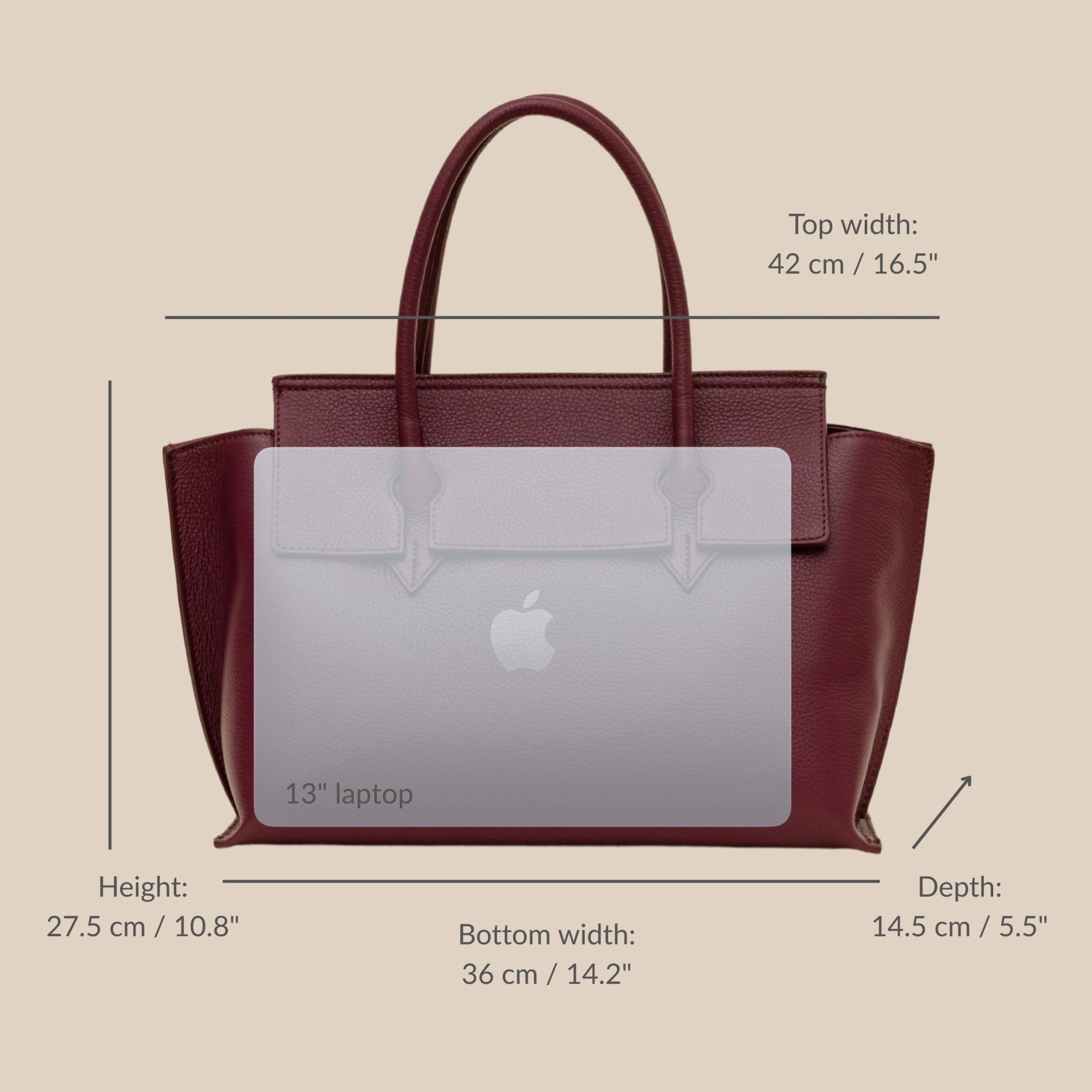 Nina – Burgundy Leather Work Tote Bag