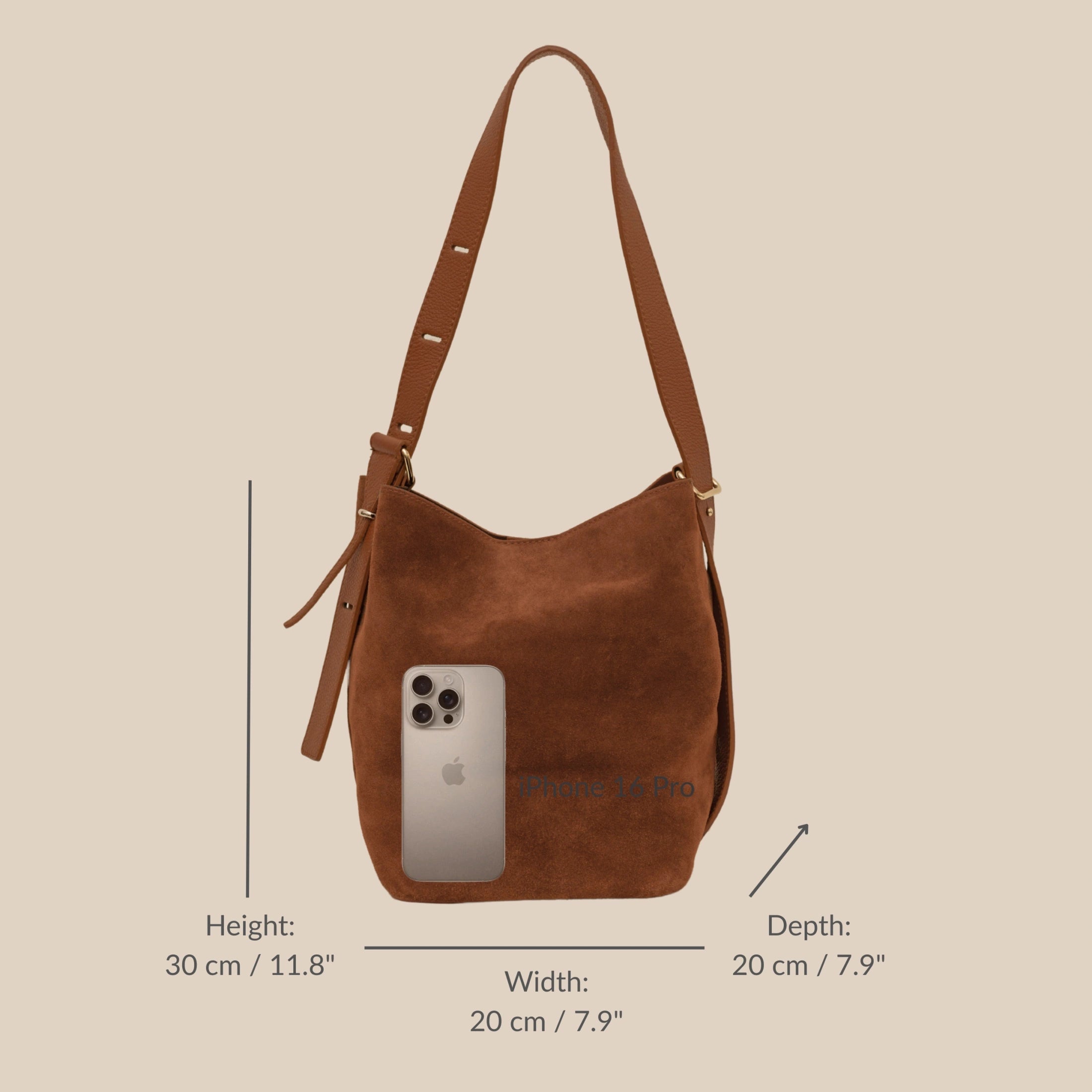 Sophie – Brown Suede Bucket Bag
