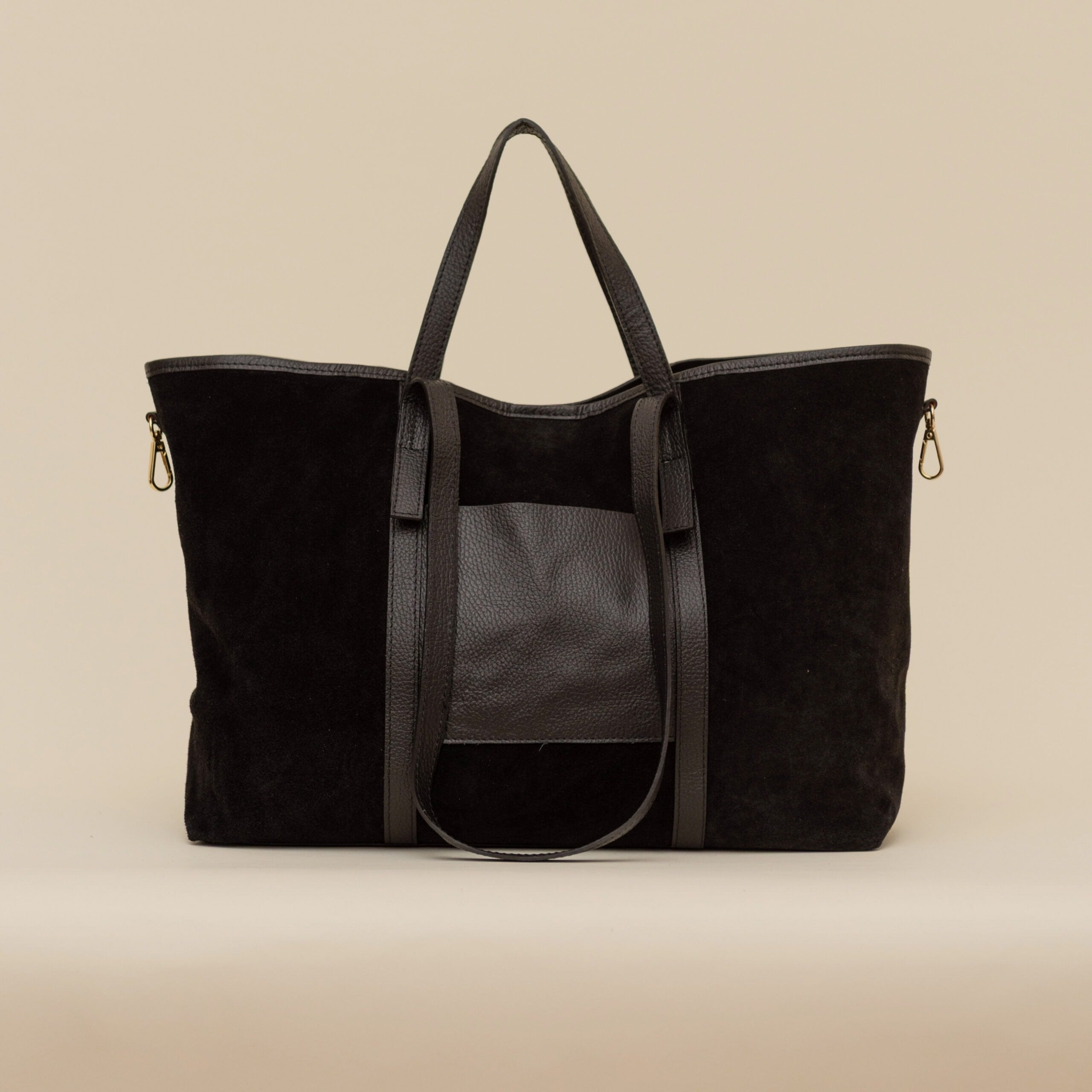 Maxi Bag Black Suede Handbag Vilanera - Still 1
