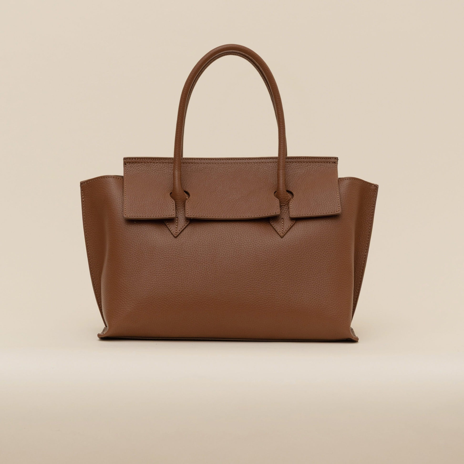 Top Handle Brown Leather Handbag Vilanera - Still 2