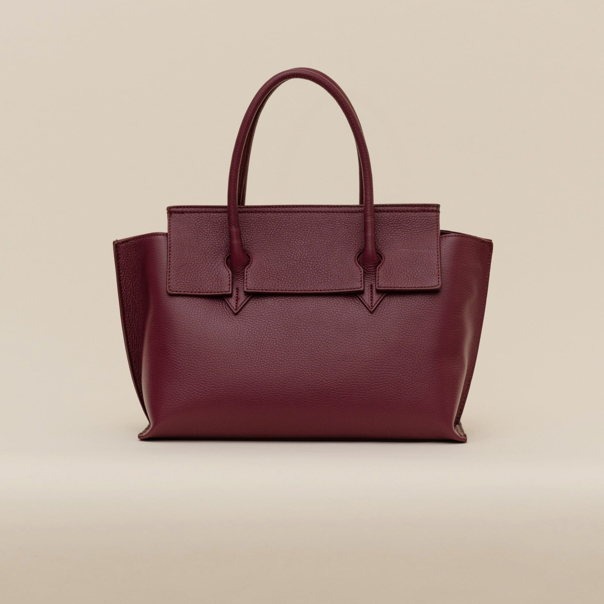 Top Handle Burgundy Leather Handbag Vilanera - Still 1